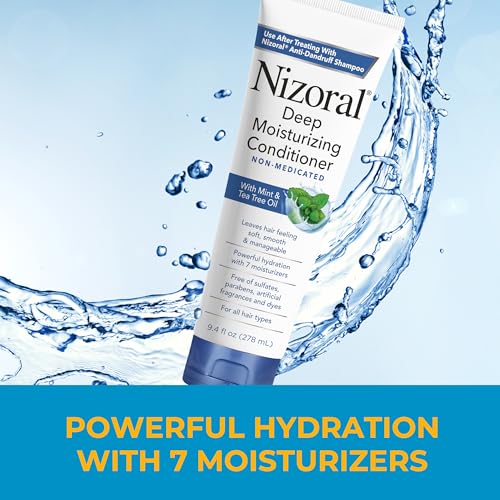 Nizoral Deep Moisturizing Conditioner with Mint & Tea Tree Oil for All Hair Types - Free of Sulfates, Parabens, Artificial Fragrances and Dyes, 9.4 oz