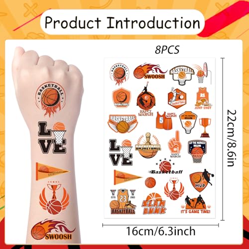 March Basketball Temporary Tattoos - 200+ Basketball Party Favors Supplies, Team Game Time Madness Tattoo Stickers, Sport Themed Birthday Party Decor Prizes