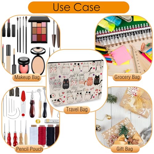 DOOX Cat Makeup Bags with Lining, Funny Cosmetic Bags Pencil Pouch - Double-Sided Print - Cute Cat Birthday & Christmas Gifts for Daughter, Sister, Women