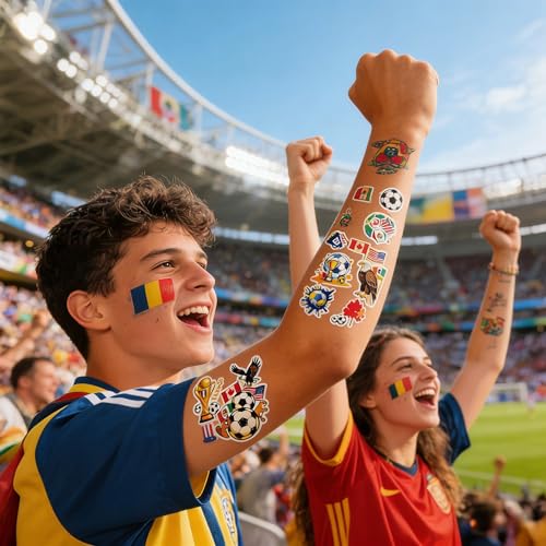 Soccer Temporary Tattoos 20 Sheets - Waterproof Sports Stickers