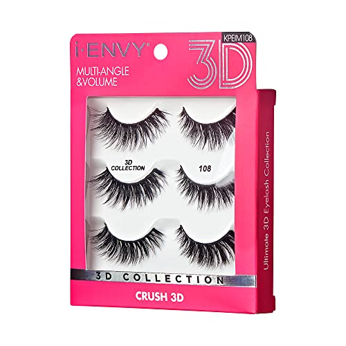 iEnvy False Eyelashes 3 Pairs Fluffy and Natural Multiangle and Volume Faux Mink Lashes (08)