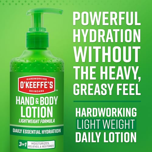 O'Keeffe's Hand and Body Lotion with Glycerin and Shea Butter - 12 oz Pump - Daily Essential Hydration, Heals & Relieves Extremely Dry Skin,(Pack of 4)