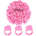 300PCS Disposable Glue Rings for Eyelash Extensions - Smart Holder Cups With Lovely Shape Lash Fan Blossom - Rose Red