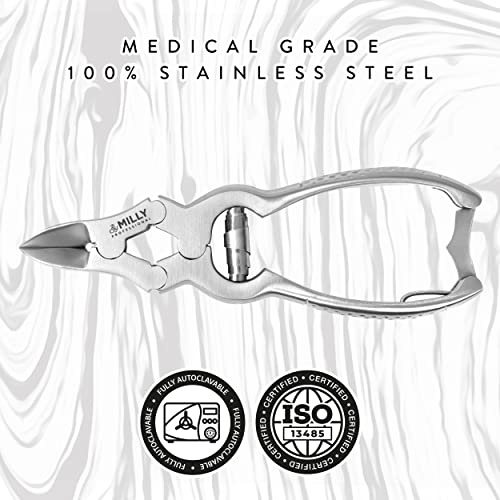 High Carbon Steel Professional Nail Clippers for Seniors & Podiatrist Toenail Clippers | Hammer Forged to Trim Thick or Hard Toenails | Heavy Duty Toenail Clippers for Thick Toenails (Silver)