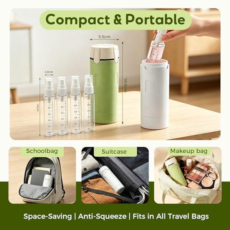 4-in-1 Travel Dispenser Bottle - Leakproof Portable Containers (2 Pack)