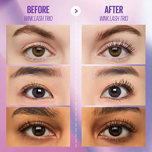 Kaja 3-in-1 Multi-tasking Mascara - Wink Lash Trio | with Panthenol, Clear Eye Lash Serum, Volumizing, Intense Length Mascaras, Black, Eye Irritation Tested