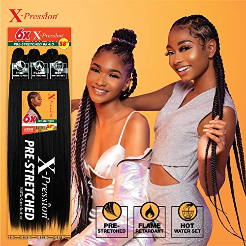 Sensationnel X-Pression 6X Prestretched Braids 58in 1B Off Black