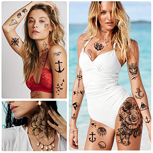 40 Sheets Waterproof Temporary Flower Tattoos for Women