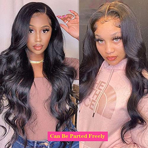 IUPin Body Wave Lace Front Wigs Human Hair Pre Plucked Bleached Knots with Baby Hair Glueless 4×4 Brazilian Virgin Lace Closure Human Hair Wigs for Black Women Natural Color 150 Density