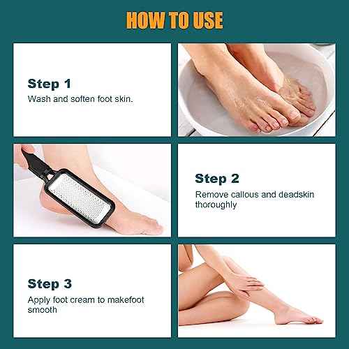 Foot Files Foot Scrubber Pedicure, Stainless Steel Callus Remover for Feet, Professional Foot Grater Rasp Scraper to Hard Skin Corns for Dry and Wet Fee