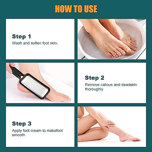Stainless Steel Foot File Callus Remover, 2-Pack Pedicure Foot Rasp Tool