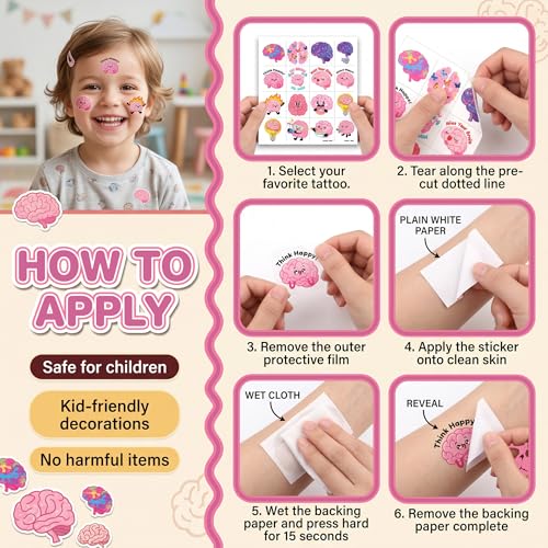 96 PCS Brain Temporary Tattoos for Kids - Party Favors