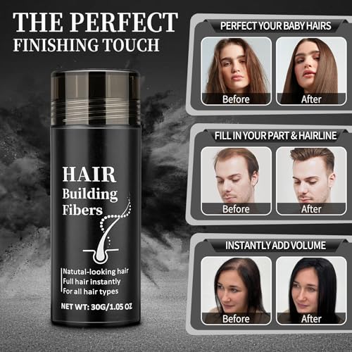 Hair Building Fibers for Thinning Hair, Black 30g