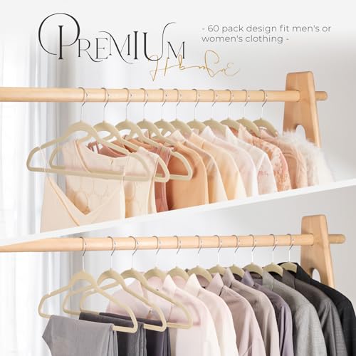 HOUSE DAY Velvet Hangers 40 Pack, Premium Clothes Hangers Non-Slip Felt Hangers, Sturdy Ivory White Hangers Heavy Duty Coat Hangers, Durable Suit Hangers for Space Saving, No Hanger Mark 360 Rotating