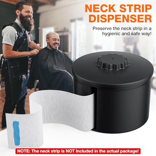 Neck Strip Dispenser, Black Barber Neck Strip Holder Dispenser with 4PCS Adhesive Pads for Wall Mounting Hanging Up, Neck Strip Paper Roll Dispenser Neck Strip Container for Hair Salon & Barber Shop