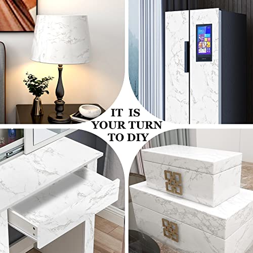 practicalWs Marble Paper Granite Gray/White Roll Kitchen Countertop Cabinet Furniture is Renovated Thick PVC Easy to Remove 17.71" x 393.7"