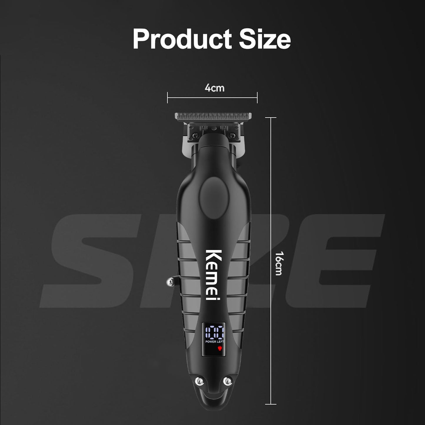 KEMEI Trimmer Professional Cordless Hair Clipper for Men Electric Beard Trimmers Barber Hair Cuttings Kit, Zero Gapped T Blade Trimmers with LCD Display, KM-2293, Black