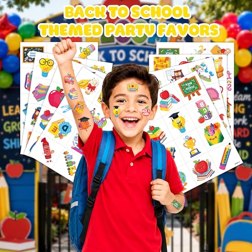 96 PCS Back to School Temporary Tattoos for Kids | Classroom Rewards