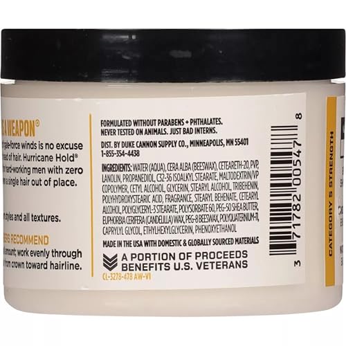 Duke Cannon Hurricane Hold Pomade – 4.6 oz Extra Strong