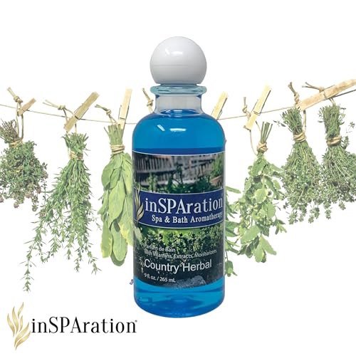 inSPAration Spa and Bath Aromatherapy 113X Spa Liquid, 9-Ounce, Country Herbal, Blue