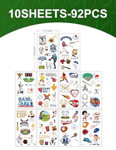 Baseball Party Favors Bundle - 24 Slap Bracelets & 92 Tattoos