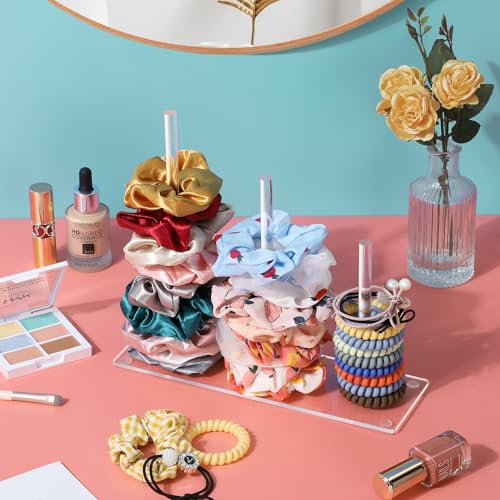 Suneerplay Acrylic 3-Tier Scrunchie Holder Stand - Hair Tie Organizer