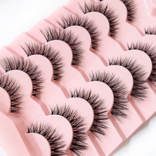 Cat Eye False Eyelashes 12mm Faux Mink 7 Pairs