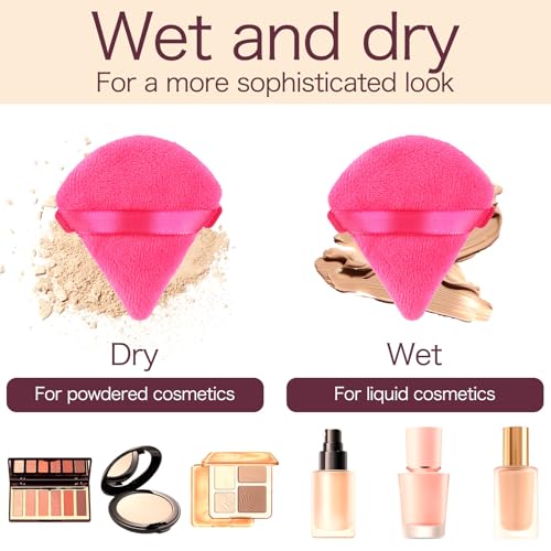 150Pcs Triangle Powder Puffs Soft Velour Makeup Puffs for Loose Powder Wet and Dry Use Cosmetic Foundation Tools (5 Colors)