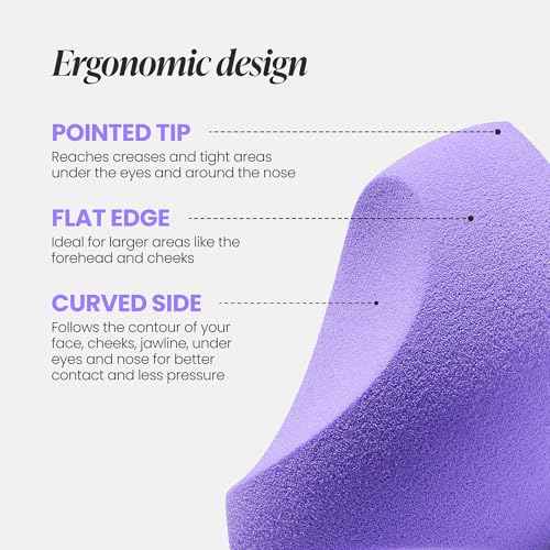 Wonderskin Curve Blender - Patent-Pending Makeup Sponge with Ergonomic Design for Seamless Blending & Contouring ? For Foundation, Creams & Powders