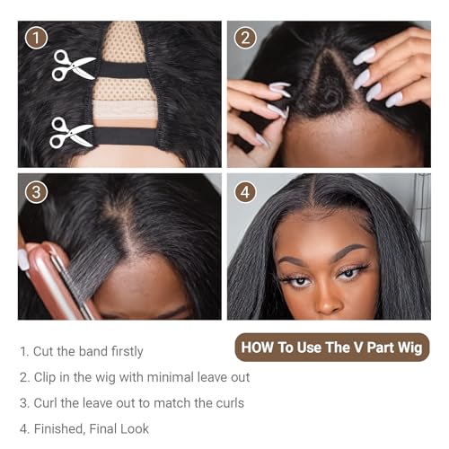 Afro Wig V Part Kinky Curly Wigs for Black Women, 180% Density Wear