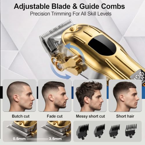 SHYEEH Gold Cordless Hair Clippers for Men & Professional Hair Trimmer