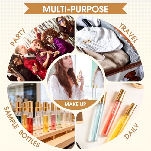 Mini Glass Spray Bottle 50pcs 10ml Clear Spray Bottle Empty, Fine Mist Refillable Mini Perfume Spray Bottle, Perfume Atomizer, Travel Spray Bottle For Hair, Small Empty Sample Containers Portable