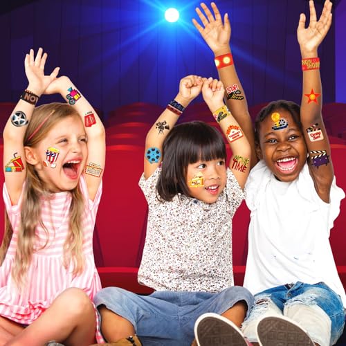 Movie Night Party Favors Set - 60 Pieces Slap Bracelets & Tattoos