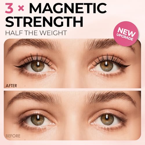 Magnetic Eyelashes Kit with Eyeliner - 5 Pairs, 10-Magnet