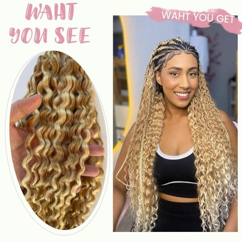 P27/613 Deep Wave Braiding Hair 14 Inch Human Hair 2 Bundles