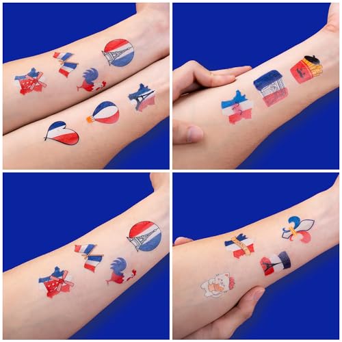 96 PCS French Temporary Tattoos for Kids Party