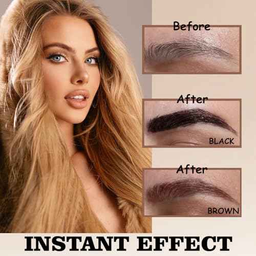 RKISSBEAUTY Peel off Eyebrow Gel Waterproof and Smudge Proof Tattoo Brow Gel Easy to Apply Achieve Fuller & Defined Brows Makeup 2Pcs Brown and Black