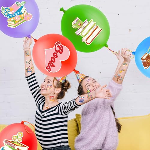 Book Party Favors Set - 72 PCS (48 Tattoos, 24 Balloons)