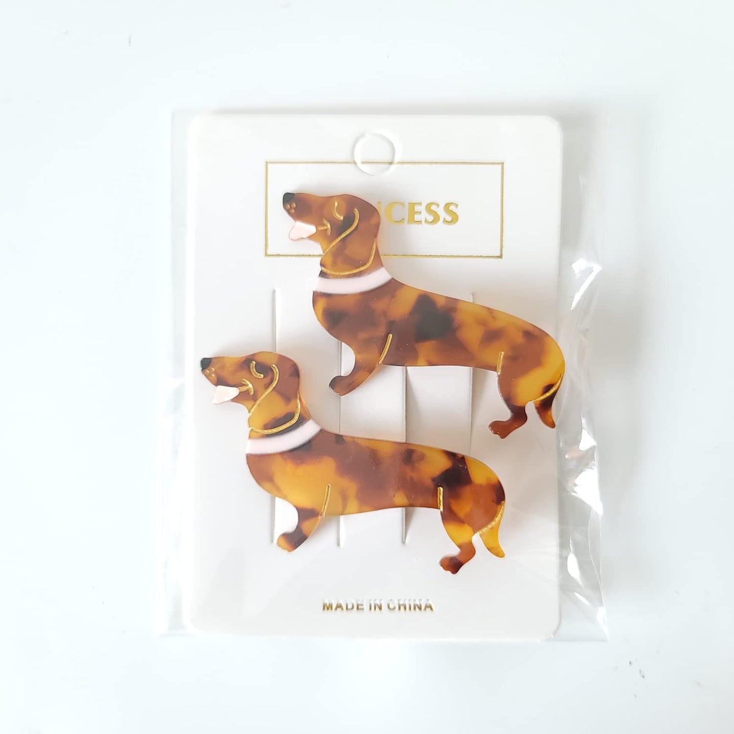 Dachshund Dog Hair Clips,Cellulose Acetate Hair Clips,Small Hair Clips for Girl,Pack of 2