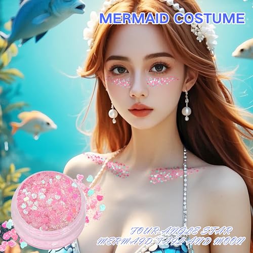 Pink Face Glitter Gel - Mermaid, Festival & Halloween Makeup, 40g, Self-Adhesive Body & Hair Sparkle - Pink Variation