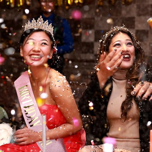 Rhinestone Birthday Tiara & Sash Set for Women Girls