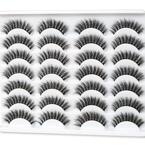 14 Pairs Reusable Faux Mink Lashes - Natural Wispy Strip Lashes