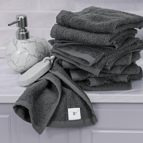 Tens Towels 12 Pack Washcloths 12x12 Inch Cotton