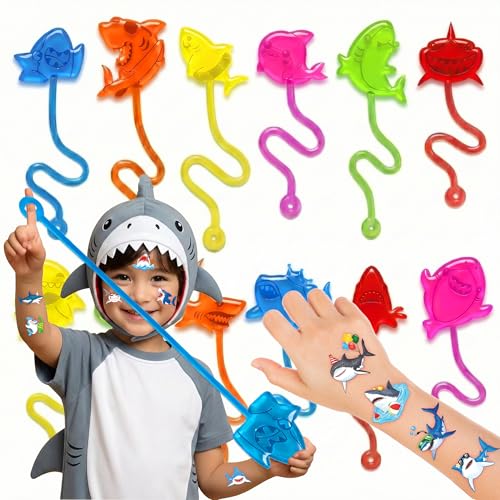 Shark Party Favors 48pc Set - Stick Hands & Tattoos
