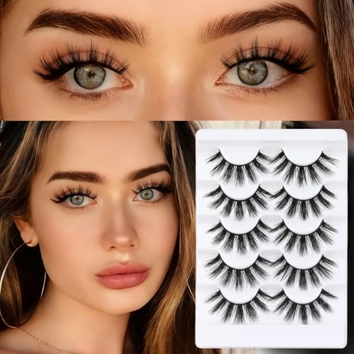Veleasha 5D Faux Mink Lashes 5 Pairs - Fluffy False Eyelashes