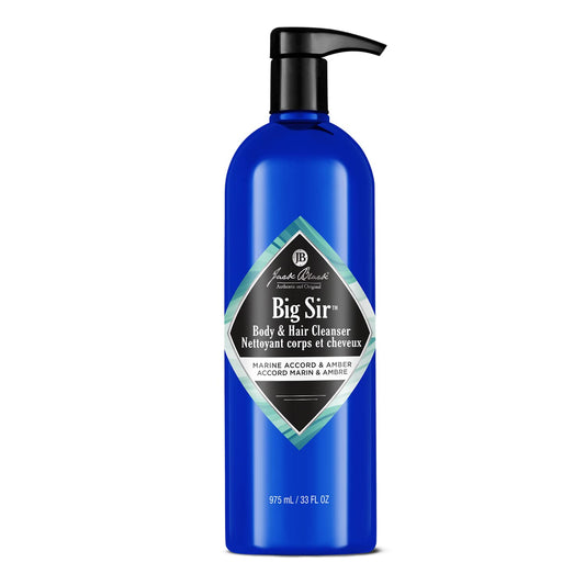 Jack Black Big Sir Hair & Body Cleanser, 33 Fl Oz – Marine Accord & Amber - Men’s Body Wash, Shampoo Wash, Dual-Purpose Men’s Cleanser, Wash Away Dirt & Sweat