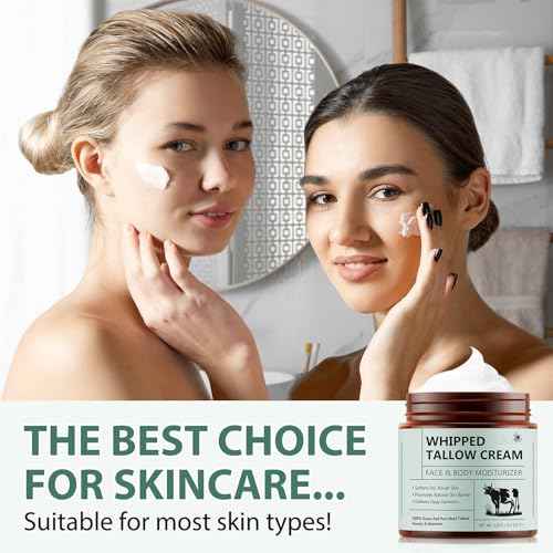 Beef Tallow for Skin, Tallow and Honey Balm, Organic Grass Fed Whipped Beef Tallow with Honey Beeswax, Deeply Moisturizes Face & Body, Repair Skin, 4.2 Oz