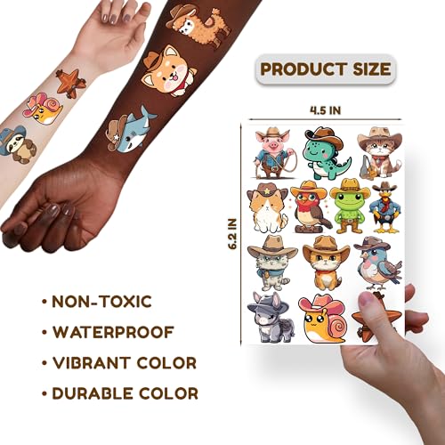 Western Temporary Tattoos, 75+ Designs, 6 Sheets Waterproof