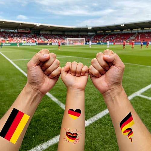 Germany Flag Temporary Tattoos Set - 40 Waterproof Face Stickers