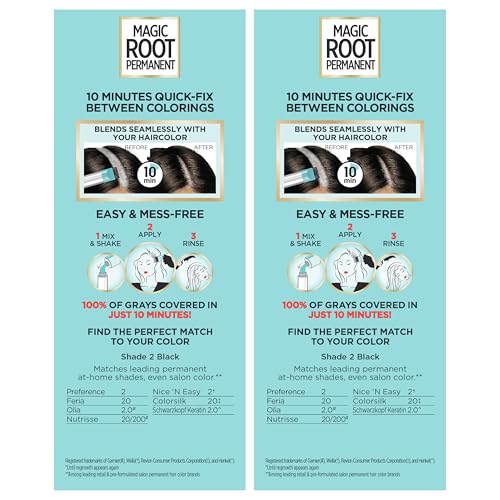 L'Oreal Paris Magic Root Permanent Hair Color Kit - 2 Black, Pack of 2